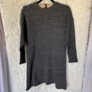 Zara Special Edition Gray Gold Sweater Dress Size
